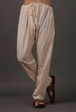Set of 2: Cream Cotton Silk Check Kurta Pajama