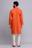 Set of 2: Tangerine Orange Cotton Kurta and Pajama