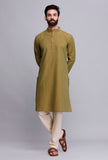Set of 2: Olive Green Cotton Kurta and Pajama