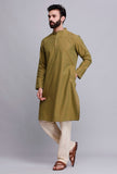 Set of 2: Olive Green Cotton Kurta and Pajama