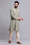 Set of 2: Sea Green Cotton Kurta and Pyjama