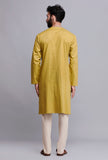 Set of 2: Gold Yellow Cotton Kurta Pajama Set