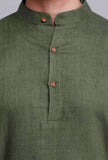 Set of 2: Bottle Green Cotton Kurta and Pyjama Set