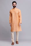 Set of 2: Peach Orange Cotton Kurta Pyjama
