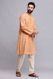 Set of 2: Peach Orange Cotton Kurta Pyjama