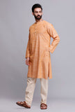 Set of 2: Peach Orange Cotton Kurta Pyjama