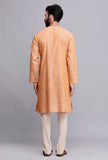 Set of 2: Peach Orange Cotton Kurta Pyjama
