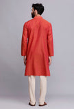 Set of 2: Crimson Red Cotton Kurta and Pajama