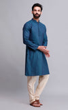 Set of 2: Blue Cotton Kurta and Pajama