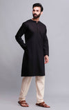 Set of 2: Onyx Black Cotton Kurta and Pajama