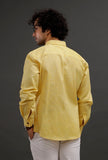 Summer Yellow Cotton Slim Fit Shirt