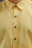 Summer Yellow Cotton Slim Fit Shirt