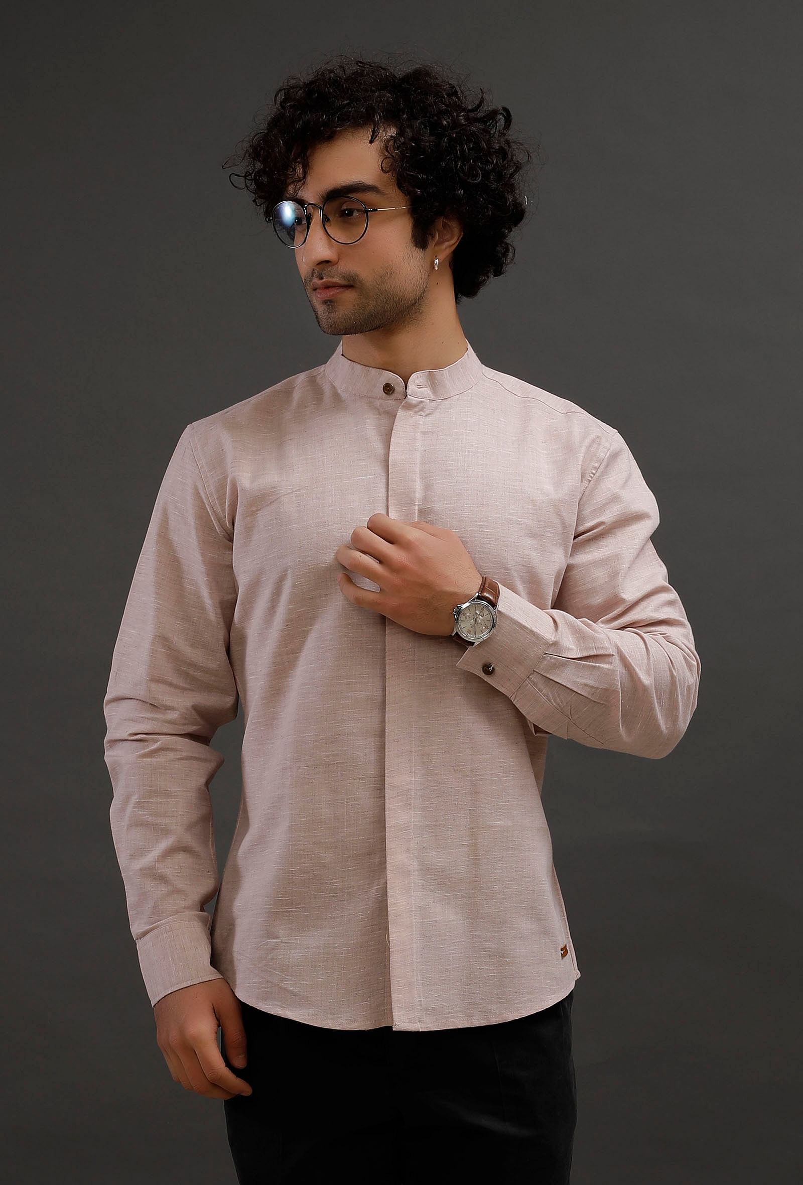 Muted Pink Cotton Slim Fit Shirt