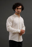 Sepia White Cotton Slim Fit Shirt