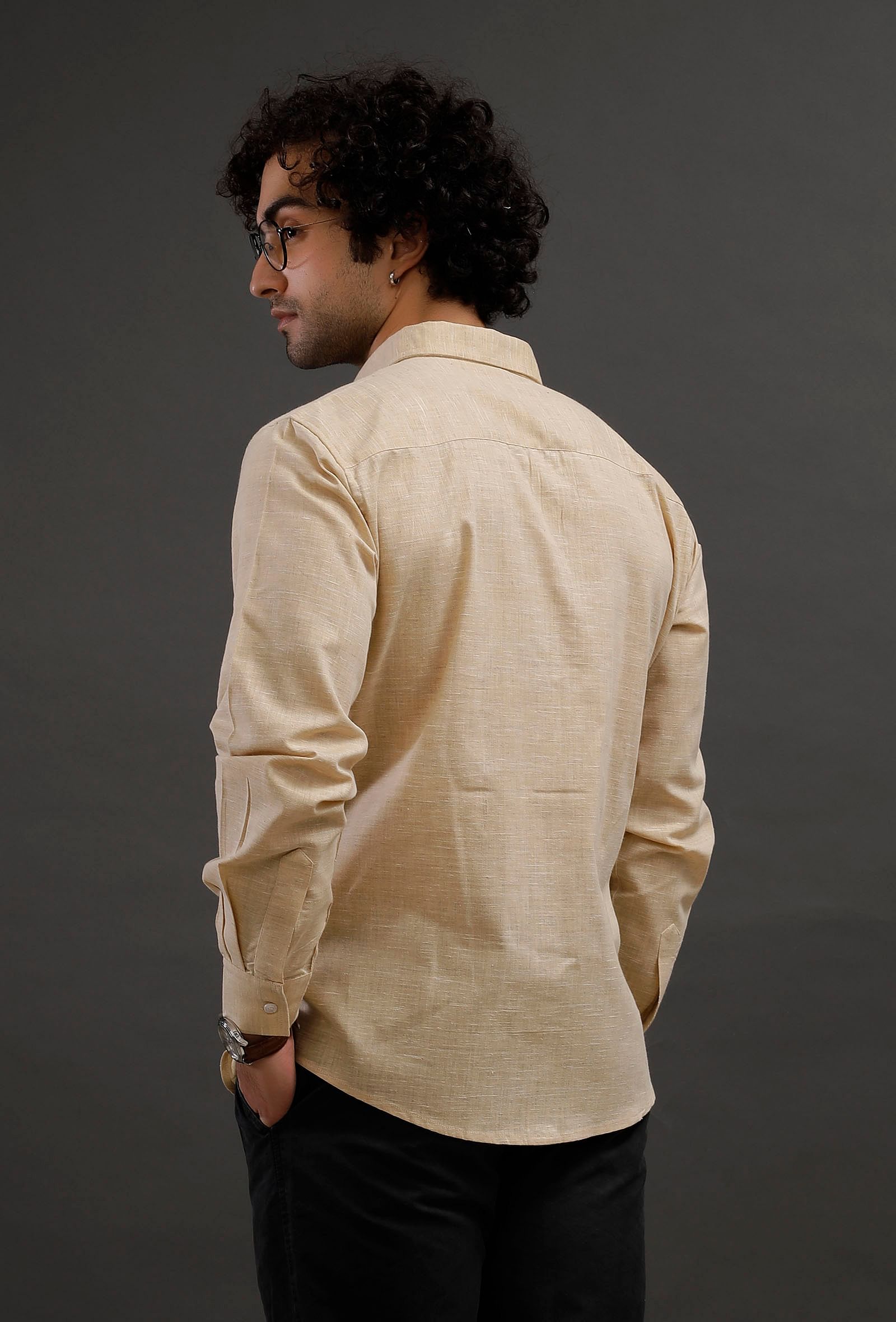 Muted Brown Cotton Slim Fit Shirt