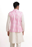 Pastel Pink Ikat Nehru Jacket