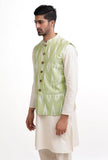 Lemon Green Ikat Nehru Jacket
