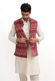 Maroon Red Ikat Nehru Jacket