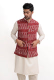 Maroon Red Ikat Nehru Jacket