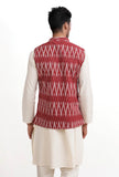 Maroon Red Ikat Nehru Jacket