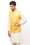 Tuscan Yellow Ghicha Silk Nehru Jacket
