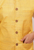Tuscan Yellow Ghicha Silk Nehru Jacket