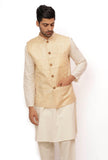 Pearl Cream Ghicha Silk Nehru Jacket
