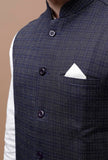 Black Check Woolen Nehru Jacket