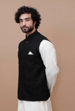 Onyx Black Check Woollen Nehru Jacket
