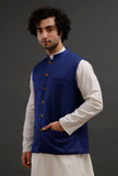Prussian Blue Woollen Blend Nehru Jacket