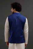 Prussian Blue Woollen Blend Nehru Jacket