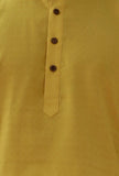 Set Of 2: Tuscan Yellow Self Weave Cotton Kurta Pyjama Set