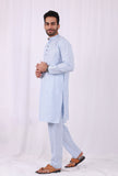 Set of 2: Blue Striped Cotton Kurta and Pajama