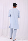 Set of 2: Blue Striped Cotton Kurta and Pajama