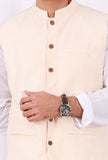 Set of 3: White Cotton kurta and Yellow Striped Pajama  with Yellow Striped Nehru Jacket