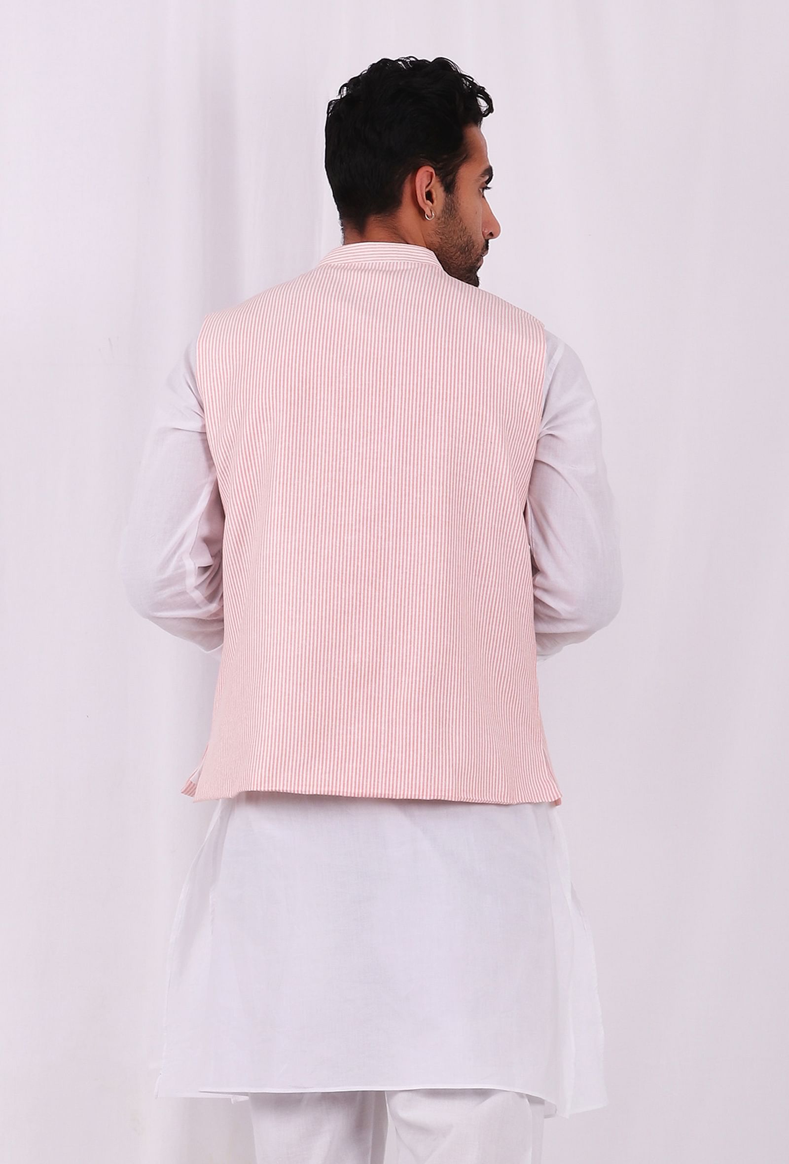 Pink Hand Block Cotton Nehru Jacket