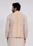 Beige Stripe Nehru Jacket