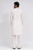 Set of 2: White Plain Cotton Button Down Kurta and Pajama