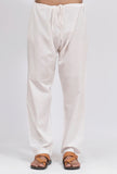 Set of 2: Beige Stripe Kurta and White Plain Pajama