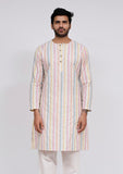 White Stripe Button Down Kurta