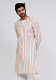 White Stripe Button Down Kurta