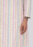 White Stripe Button Down Kurta