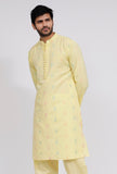 Yellow Dobby Button Down Kurta