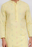 Yellow Dobby Button Down Kurta