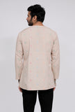 Beige Dobby Round Neck kurta