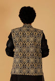 Olive Green Ajrakh Print Cotton Sleeveless Nehru Jacket