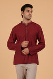 Red Ajrakh Handcrafted Cotton Full Sleeves Shirt