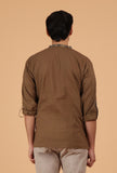 Peanut Brown Ajrakh Handcrafted Cotton Shirt