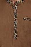 Peanut Brown Ajrakh Handcrafted Cotton Shirt