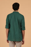 Pine Green Plain Sustainable Cotton Shirt